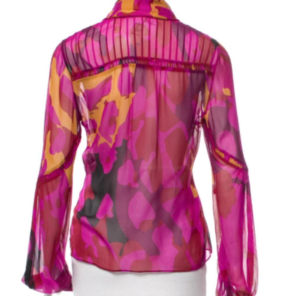 Diane Von Furstenberg Chale Multicolor Blouse Size 2 - Picture 3 of 3